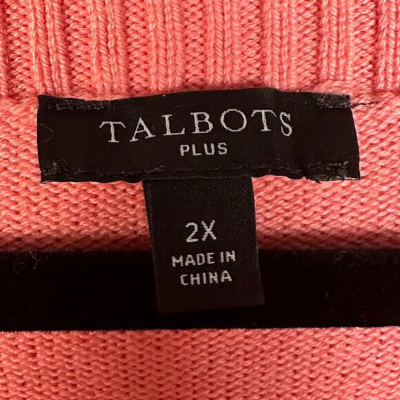 Talbots Sweater Womens 2X Pink Fruit Oranges Long Sleeve Preppy Resort Spring - Picture 6 of 11